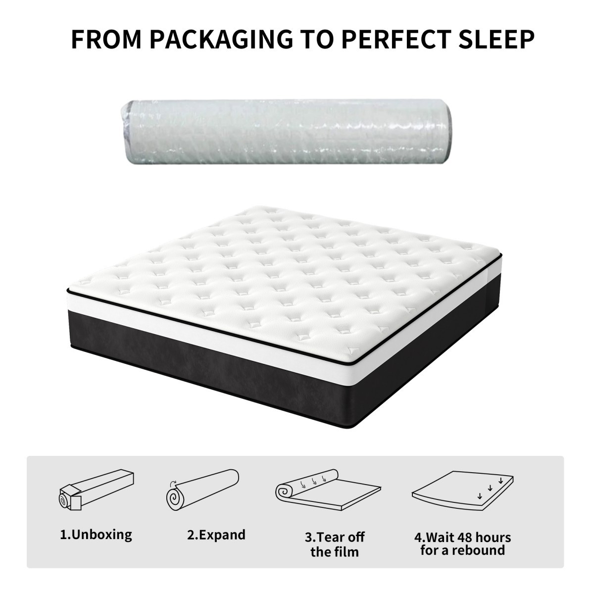 8″10″12″14″ Gel Memory Foam Mattress in a Box Pocket Spring Twin Full Queen King