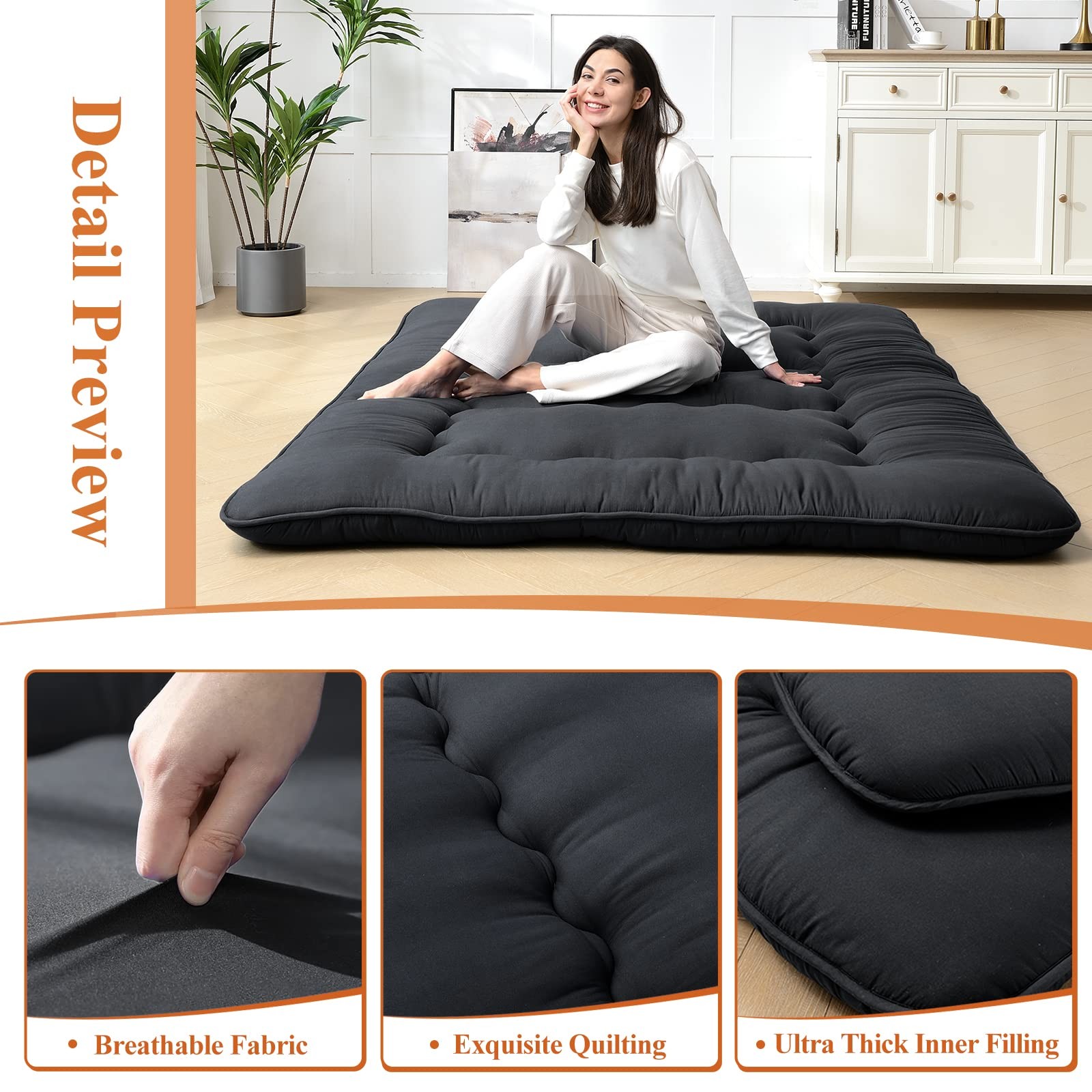 Futon Mattress – Thicken Sleeping Mat for Floor, Folding Mat for Adults & , Q…