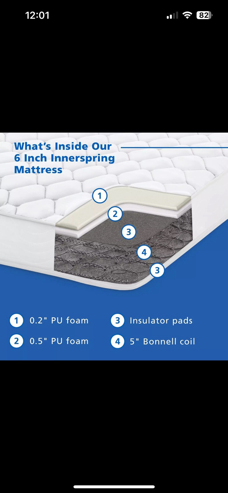 NEW Mainstays WMMS06TTGRSP2 6″ Innerspring Coil Mattress, Twin