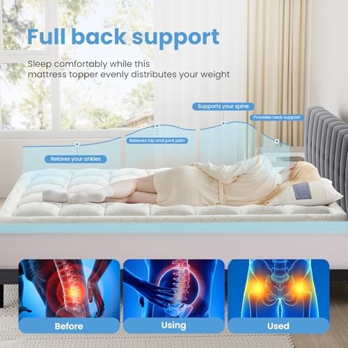 Dual Layer 4 Inch Mattress Topper Memory Foam Mattress Topper Queen Blue White