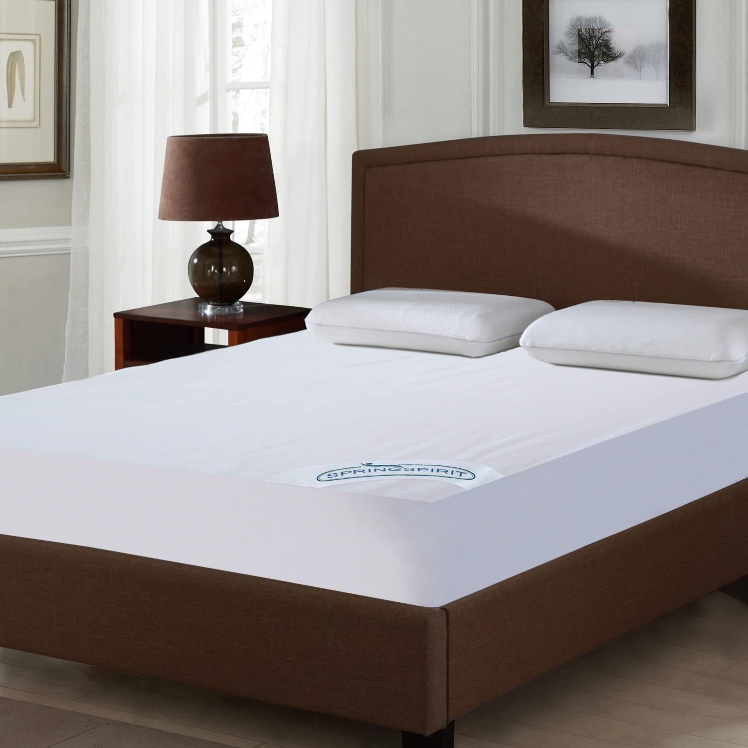 SPRINGSPIRIT Full Size Waterproof Mattress Protector, Full, White