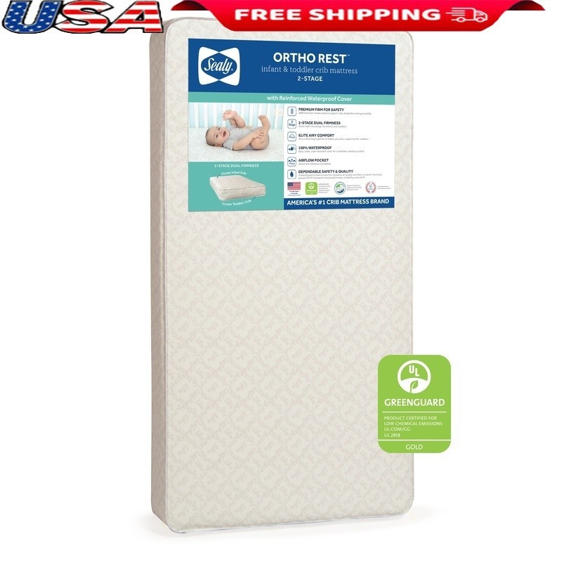2-Stage Innerspring Baby Crib Mattress Waterproof Hypoallergenic Firm Support US