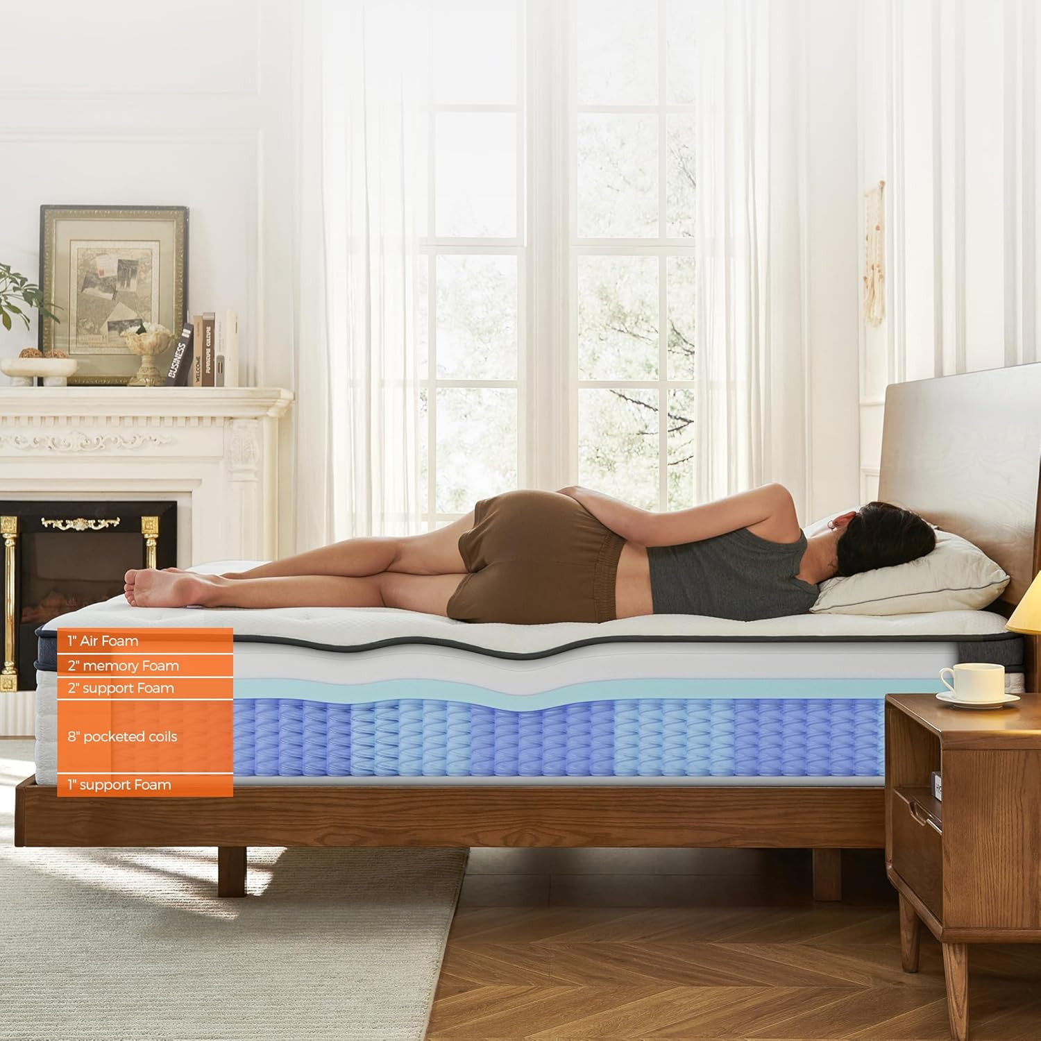 Luxurious 14″ Queen Hybrid Mattress with Gel Foam & Coil Springs – Medium Firm