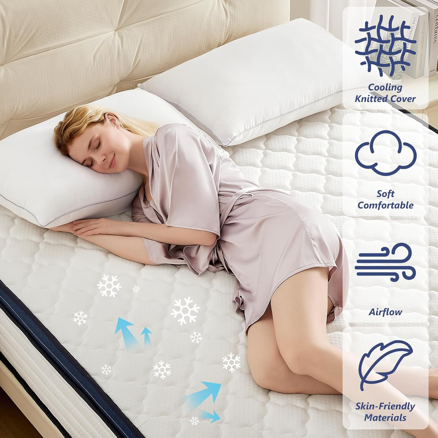 14″ Queen Mattress – Memory Foam & Pocket Coils, Medium Firm, Pressure Relief