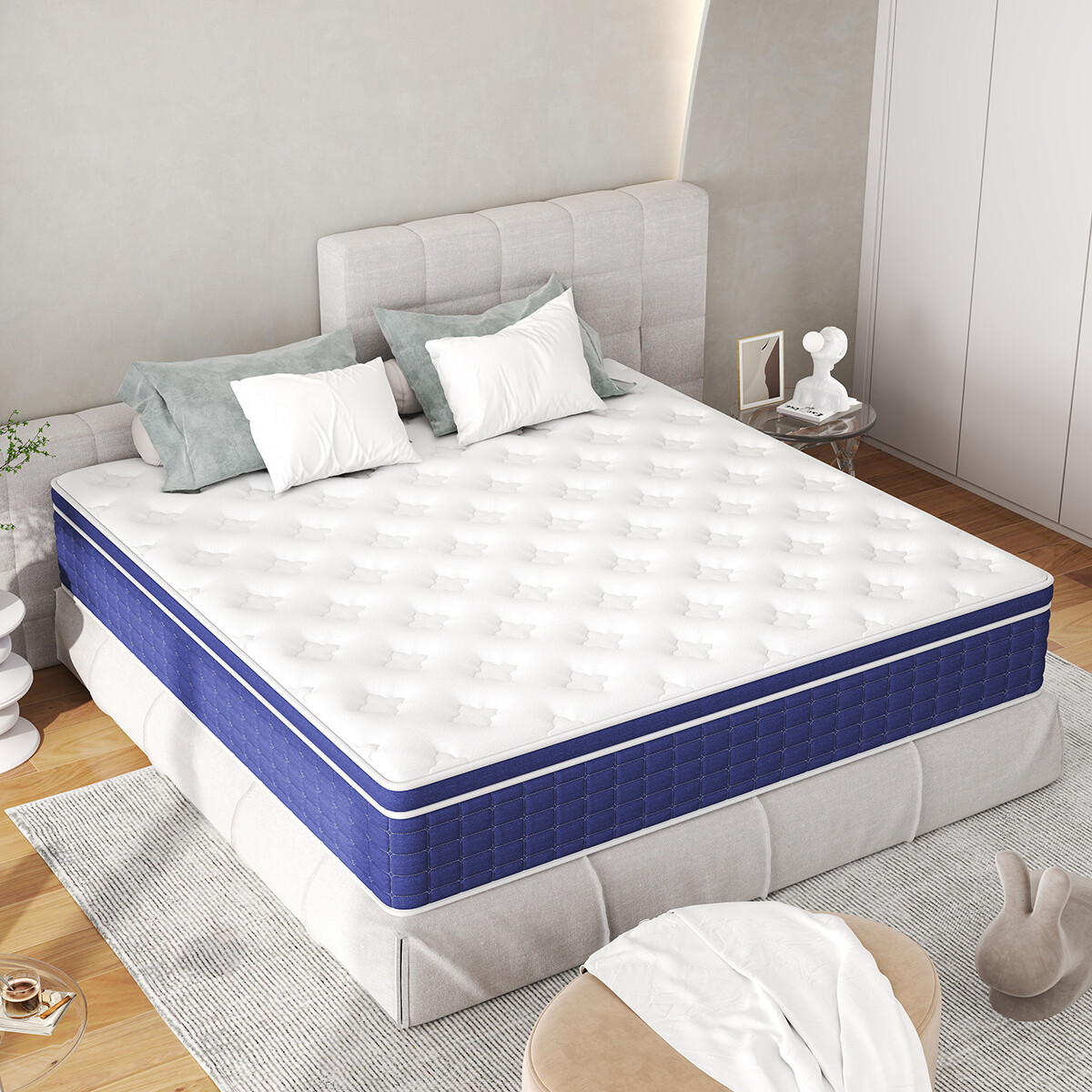 12″ 14″ Gel Memory Foam Mattress Pocket Spring Twin Full Queen King Bed in a Box