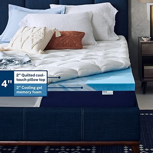 Gel Memory Foam Dual Layer Mattress 4 Inch Size, Queen Topper Cooling Comfort