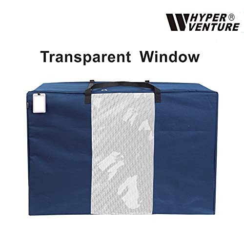 Folding Mattress Storage Bag – Durable Carry Fits Up to 6” Queen Mattress Navy