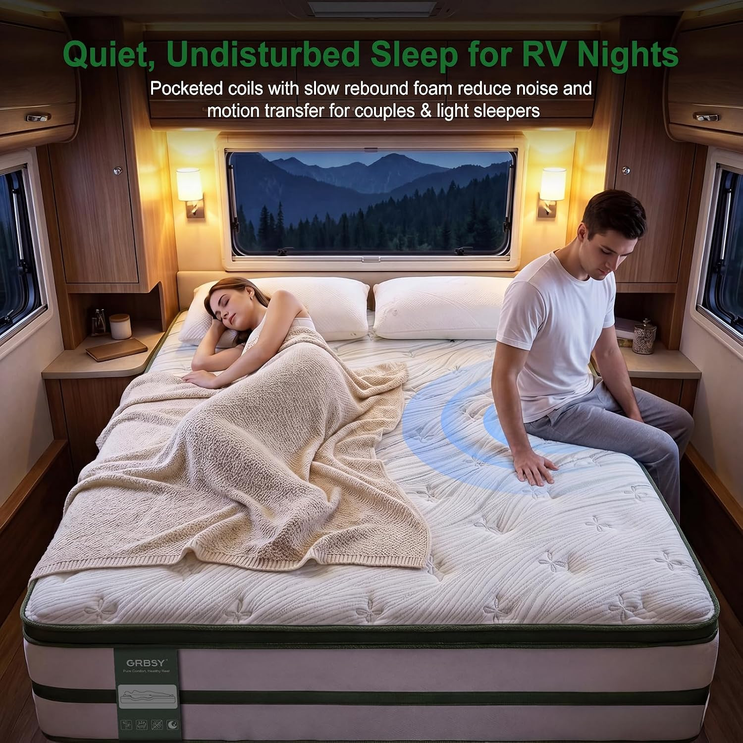 14 Inch RV Mattress Short Queen, Hybrid Memory Foam, Cooling Bamboo