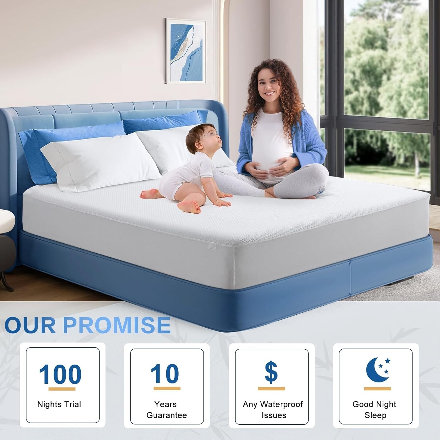 Colchon Espuma de Memoria Capa de Gel en Caja Queen Acolchado Mattress protector