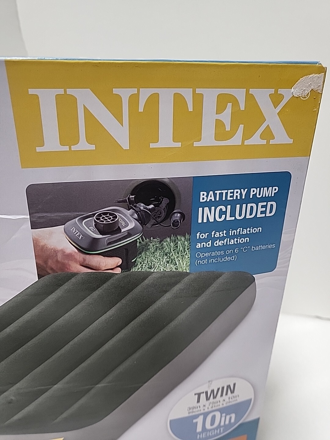 Intex Dura-Beam Standard Prestige Downy Twin Airbed w/ Battery Pump 39″x75″x10″