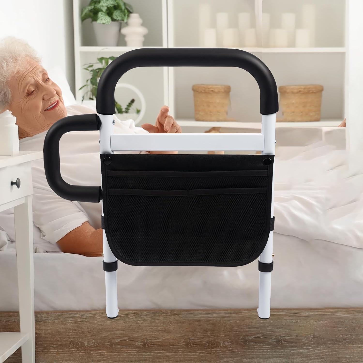 Bed Rails for Elderly Adults Safety Adjustable Bed Side Rails With Storage Bag