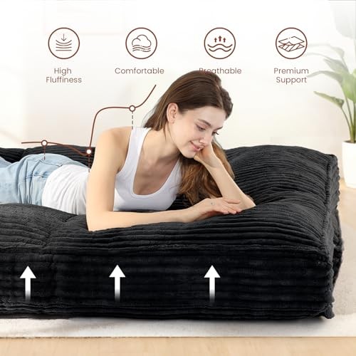 10″ Futon Mattress Queen Size,Futons Sofa Couch Bed Queen (10 Inches) Black
