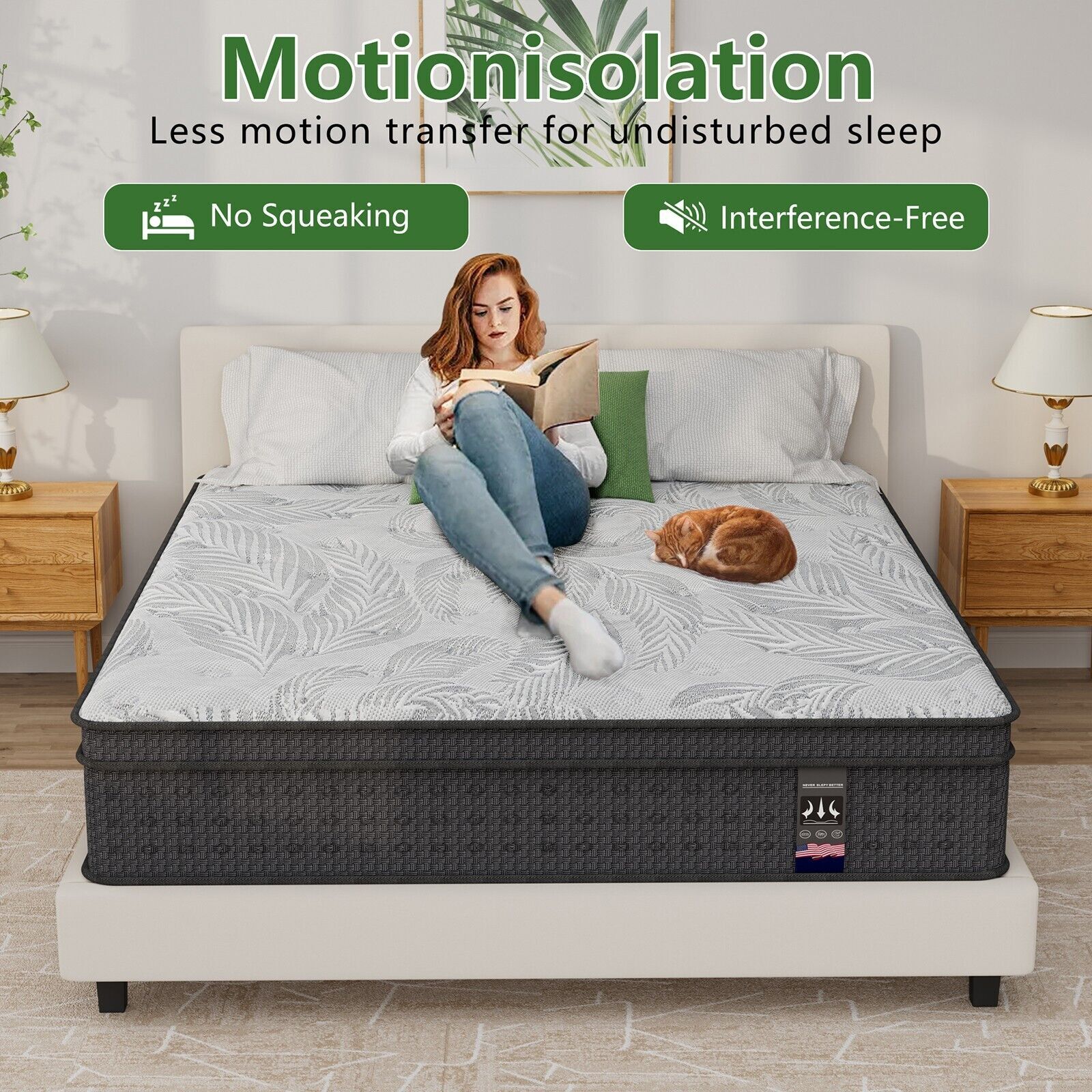 14″ Twin Full Queen King Memory Foam Spring Hybrid Mattress Medium Firm Mattress