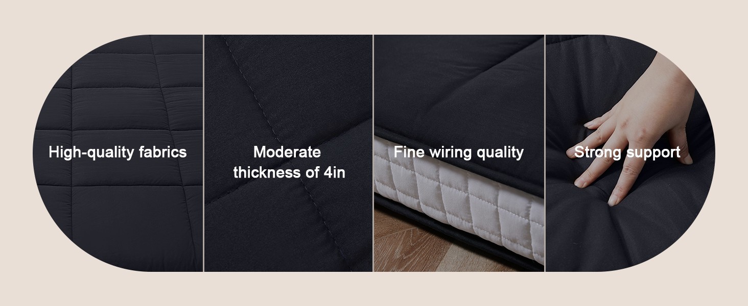Queen Size Futon Mattr -4in Extra Thi Foldable Japanese Floor