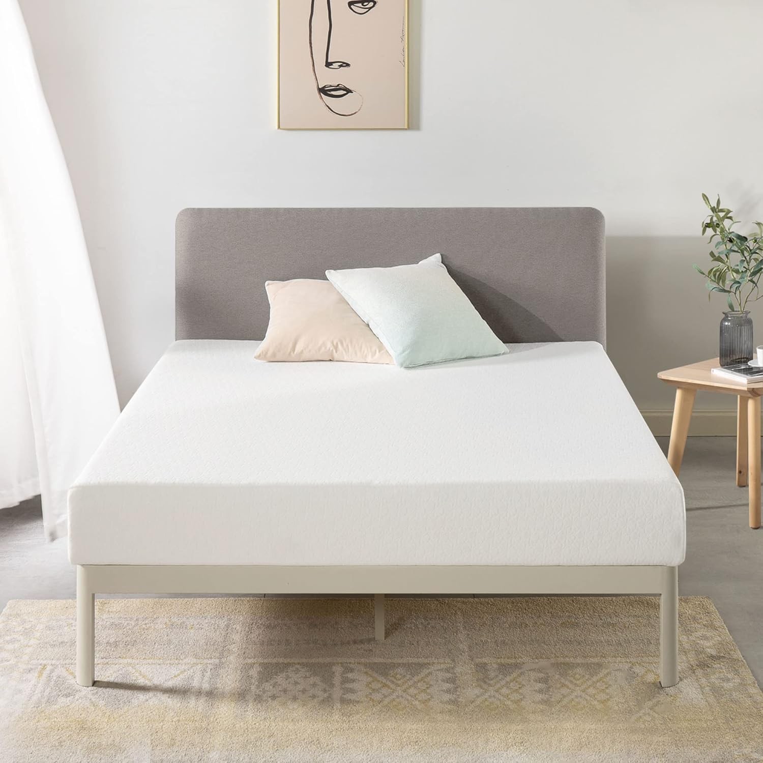 8 Inch Twin Mattress Bed-In-A-Box, Green Tea Memory Foam, White