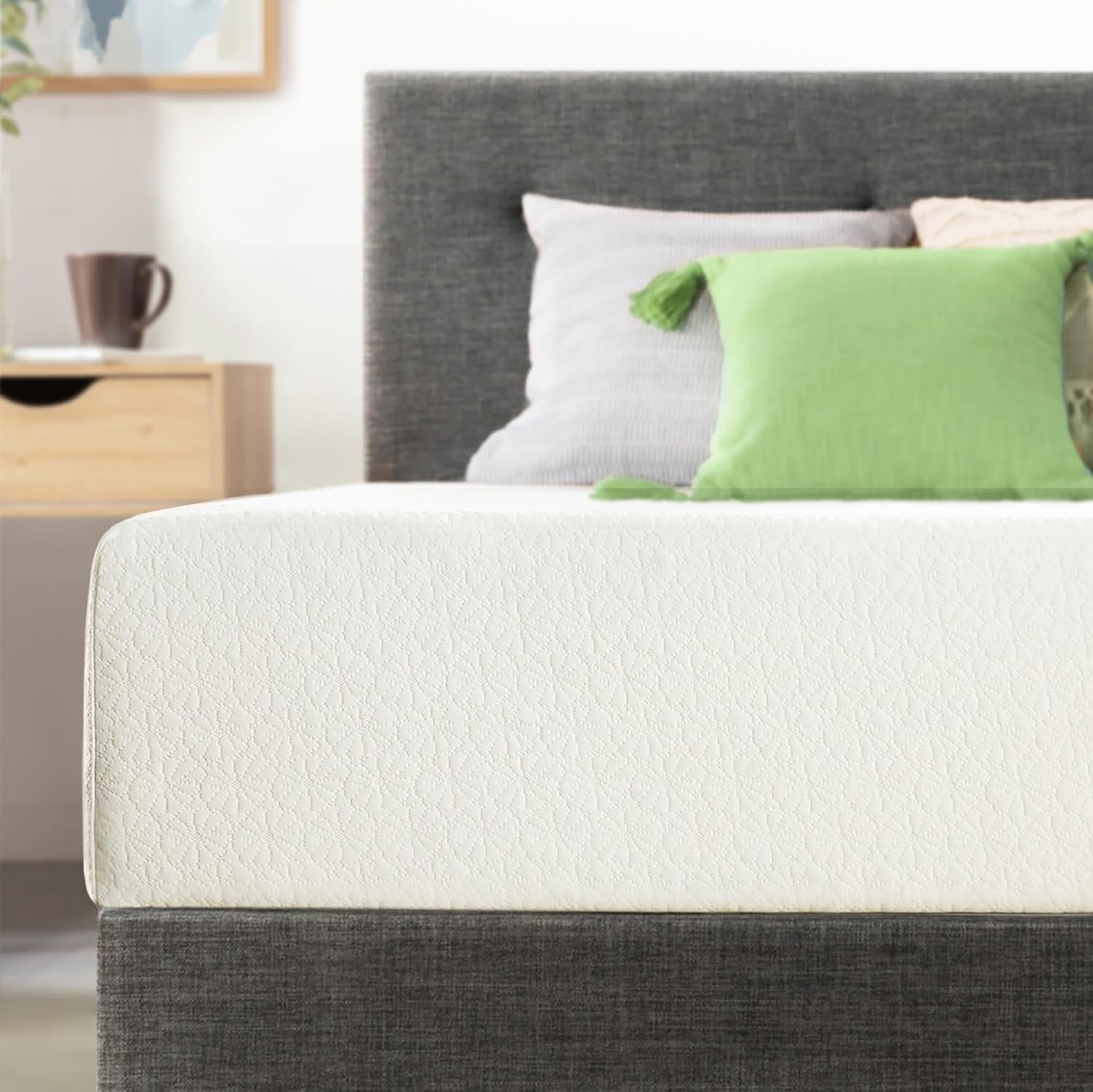 8 Inch Full Mattress Bed-In-A-Box Green Tea Memory Foam White