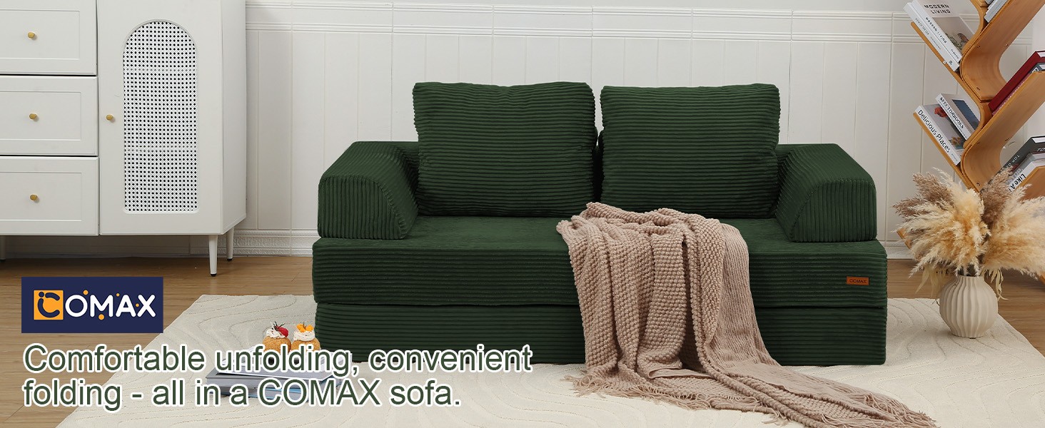 AX Convertible Sofa Bed, Folding Floor Couch Corduroy Fold Out Couch