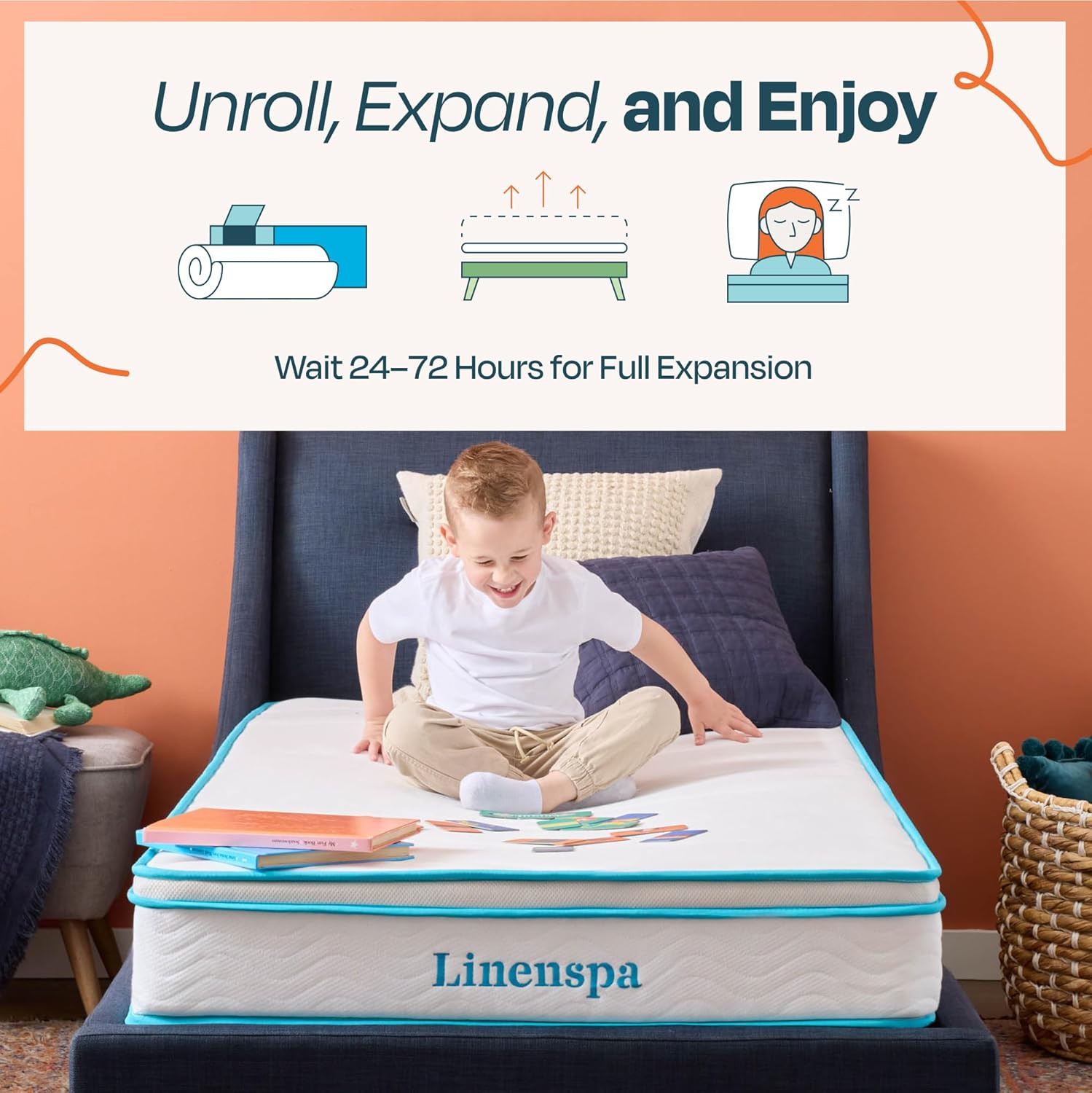 Linenspa 8 Inch Memory Foam Hybrid Mattress – Medium Firm – Bed in a Box – Breat