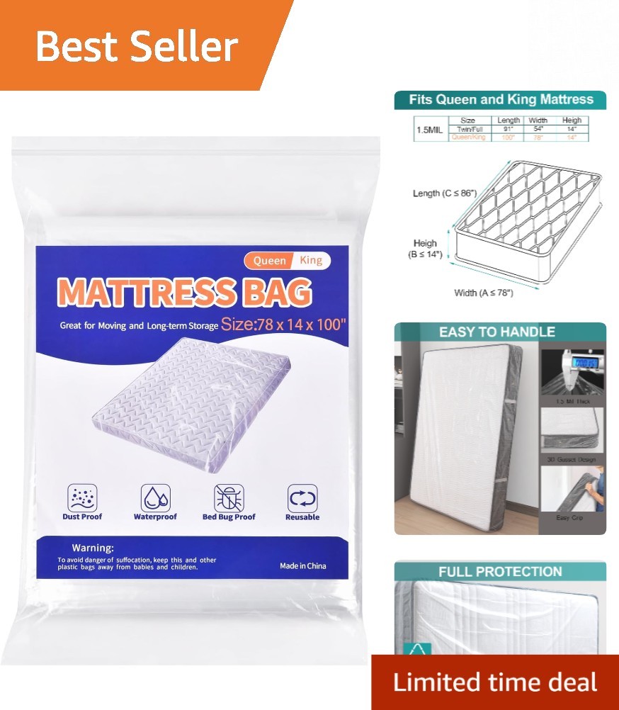 Queen and King Size Mattress Protector Bag – Easy Pull-On Closure, 1 Pack