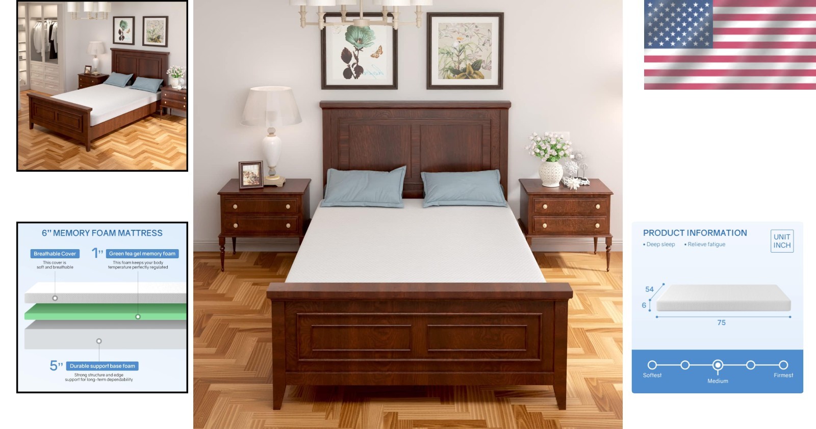 Green Tea Gel Memory Foam Mattress – Full Size, Medium-Firm