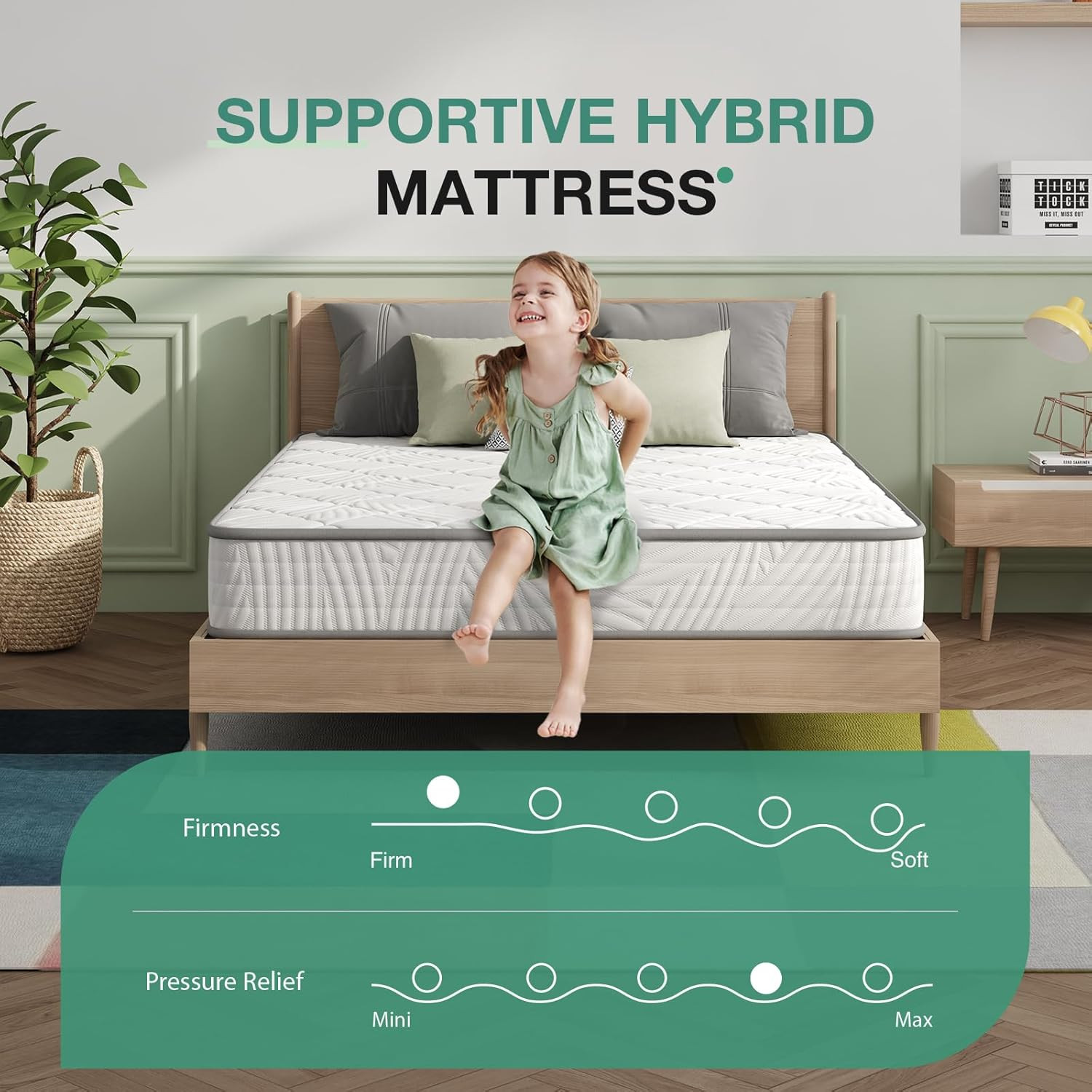 8-Inch Twin Hybrid Mattress for Back Pain Relief & Comfort, CertiPUR-US Certifie