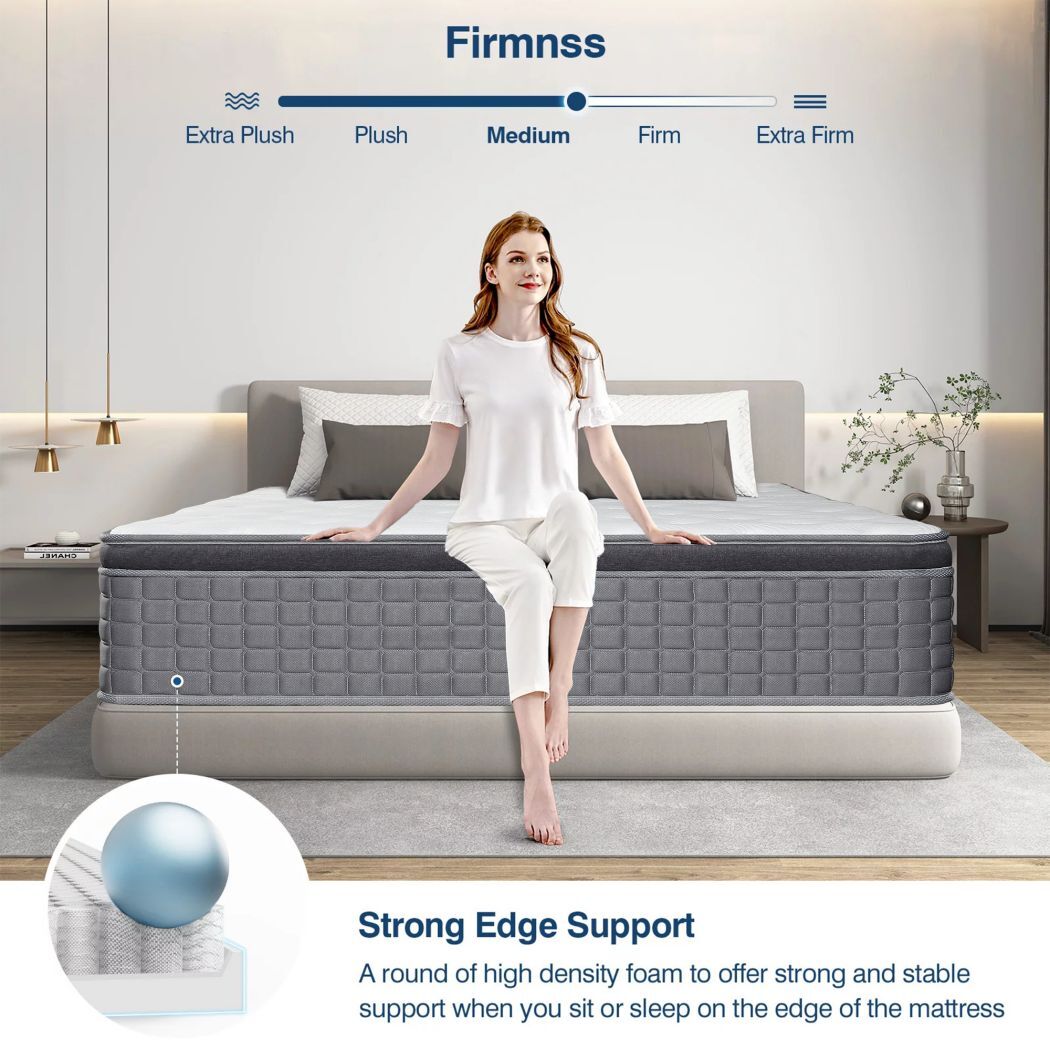 14″12″10″ Memory Foam Spring Hybrid Mattress In A Box Twin Full Queen King Size