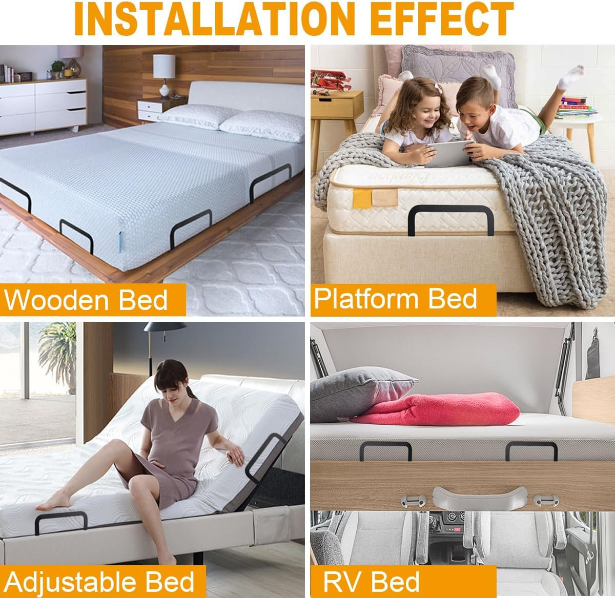 4 Pieces of Mattress Slide Stopper,Suitable for Adjustable Beds,Platform Beds,Rv