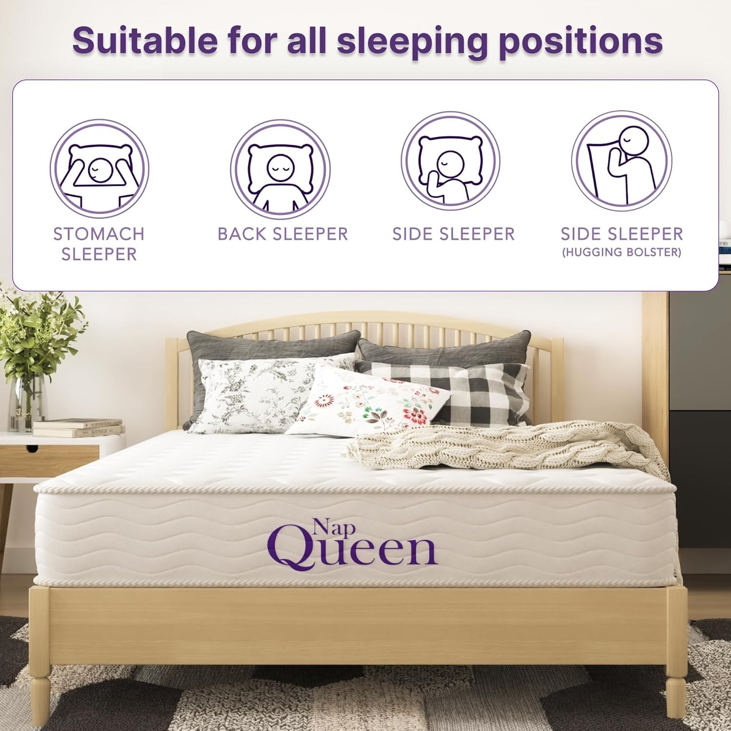 Water Resistant 8 Inch Bonnell Coil Queen Mattress – Memory Foam Comfort