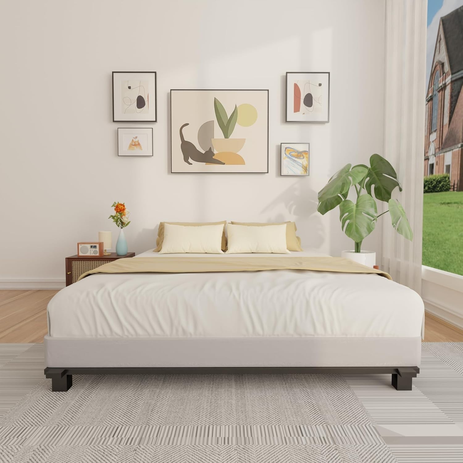 King Box Spring 4 Inch Low Profile Mattress Foundation Metal Bed Base