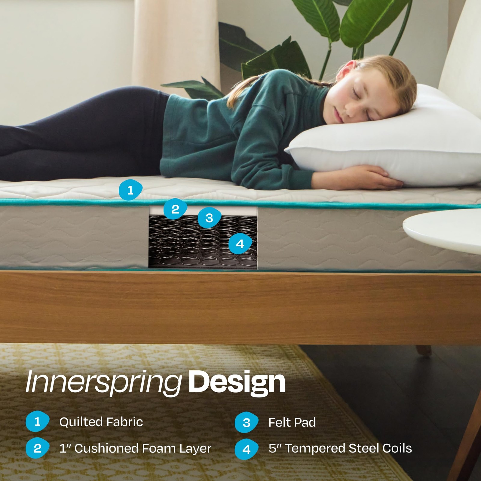 Linenspa 6 Inch Twin Mattress Firm Bonnell Spring Foam Breathable LS06TTGRSP