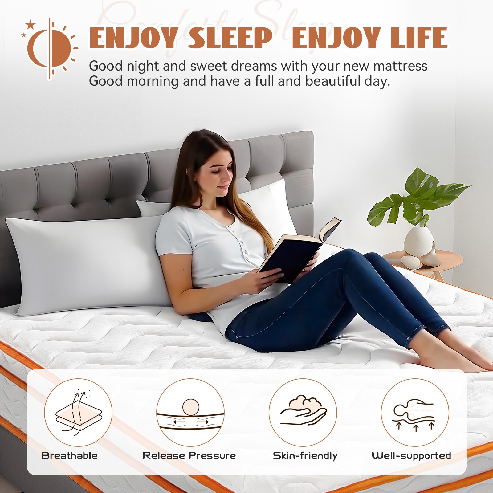 10″ 12″ Pocket Spring Hybrid Mattress, Twin Txl Full Queen King Size