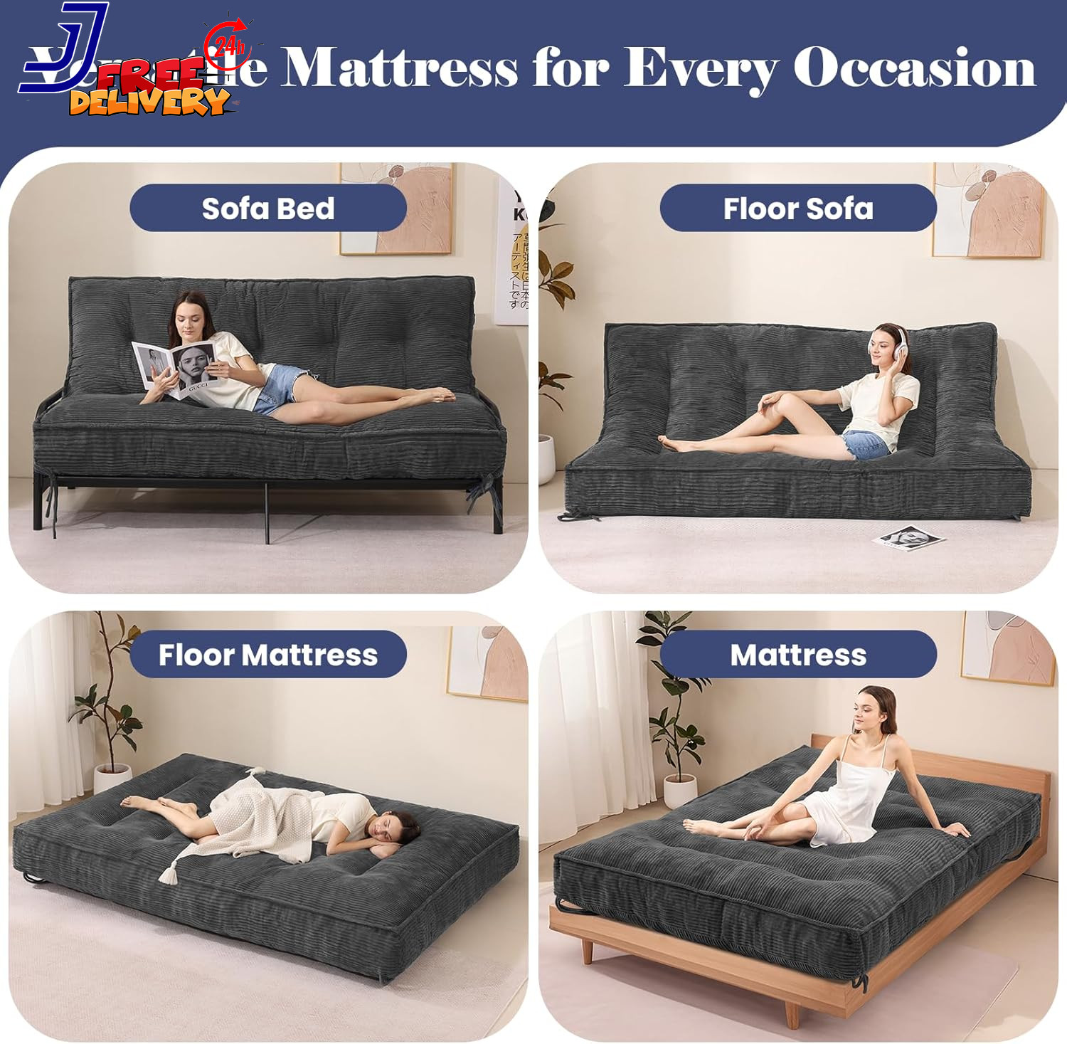 8″ Futon Mattress Full Size Thick Futons Sofa Couch Bed Sleeper Sofa Bed Floor