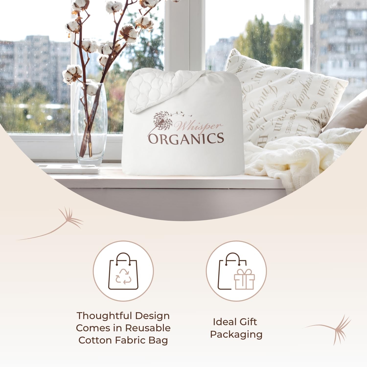 100% Cotton Organic Mattress Pad – Breathable & Cooling King, White