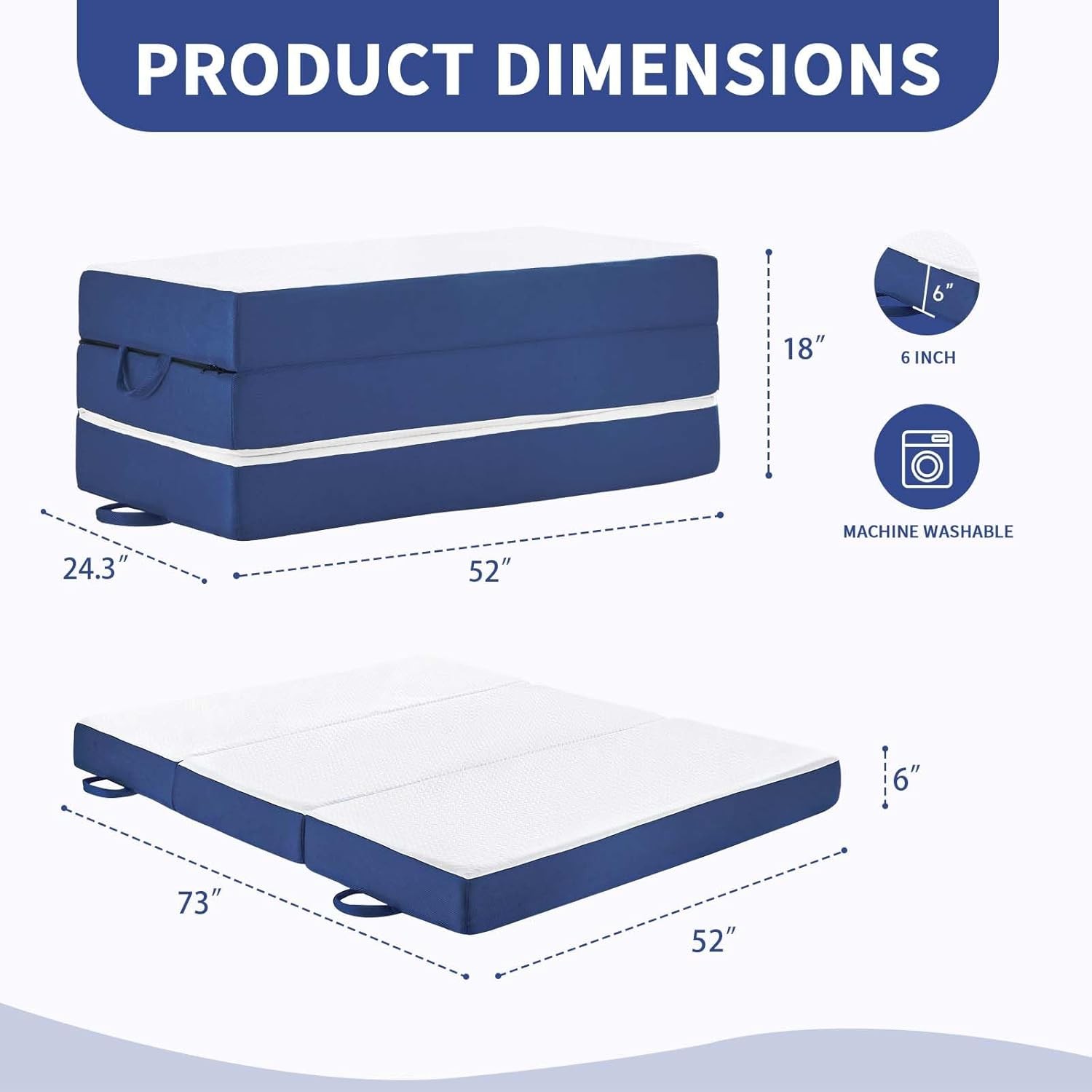 Folding Mattr Full Size, Memory Fo 6 inch Tri Portable Trifold