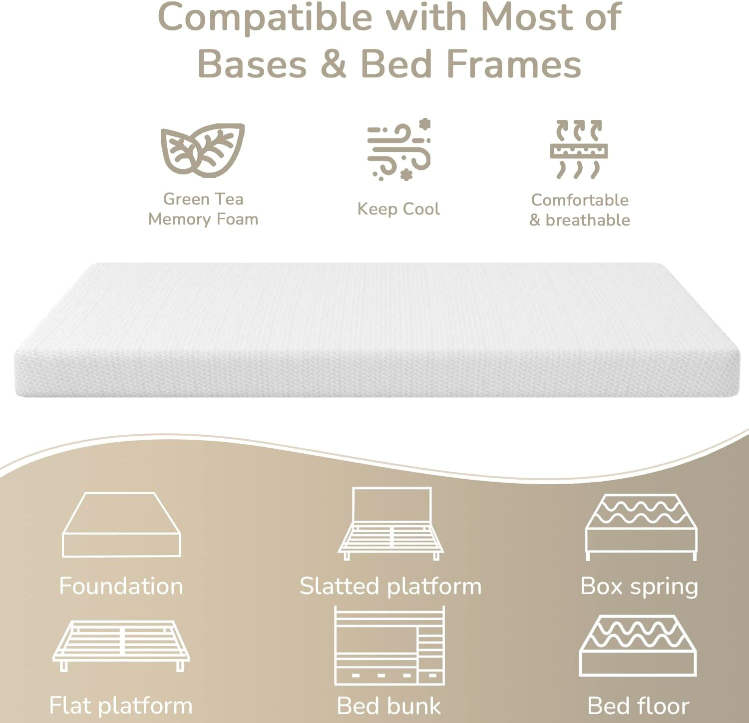 SIN DOLOR ESPALDA Colchon Gel Memory Foam Espuma Cama KING Bed Mattress Soft 5″