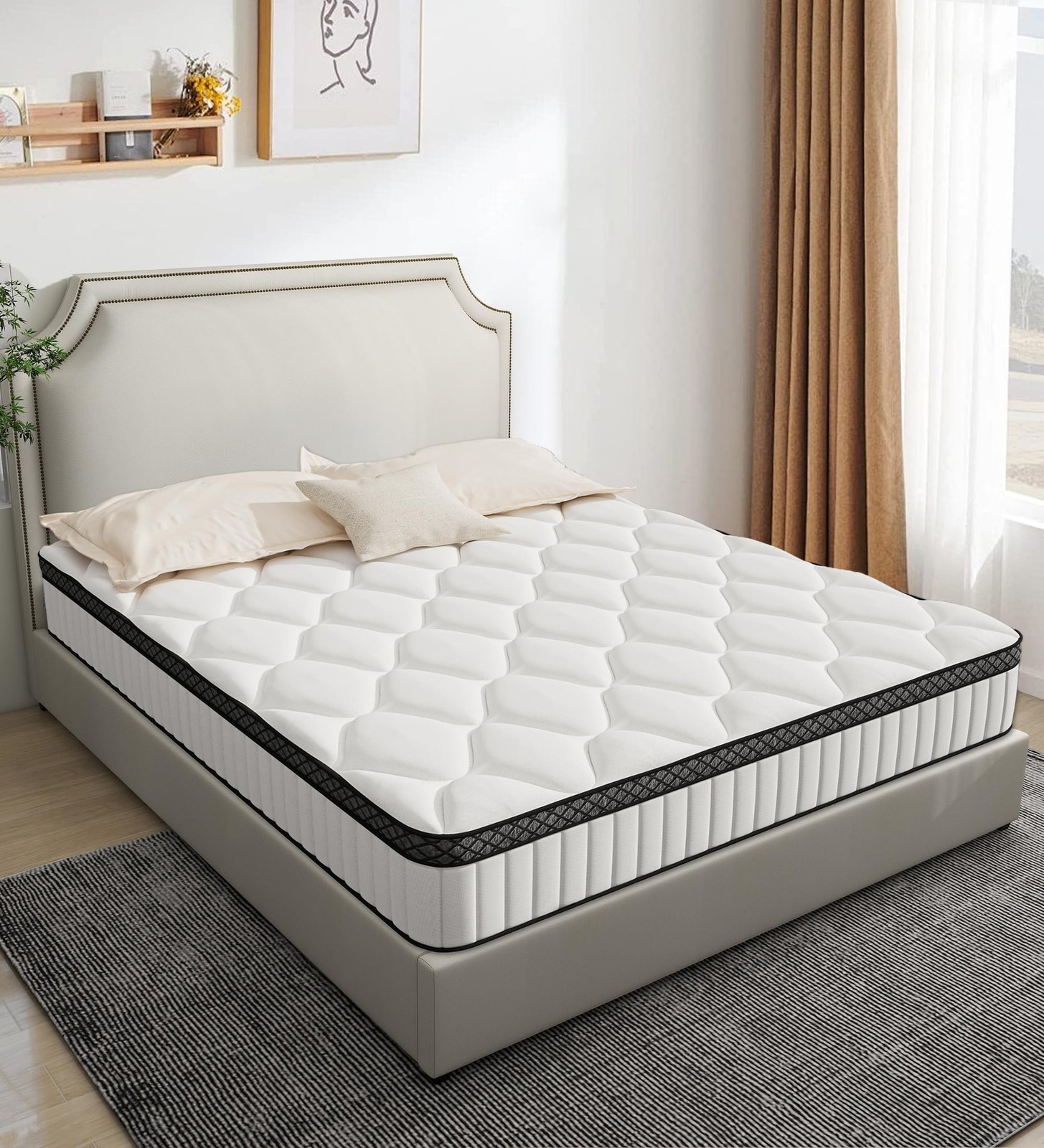 Queen Mattress,10 Inch Hybrid Mattress in a Box with Gel Memory Foam and Pocket