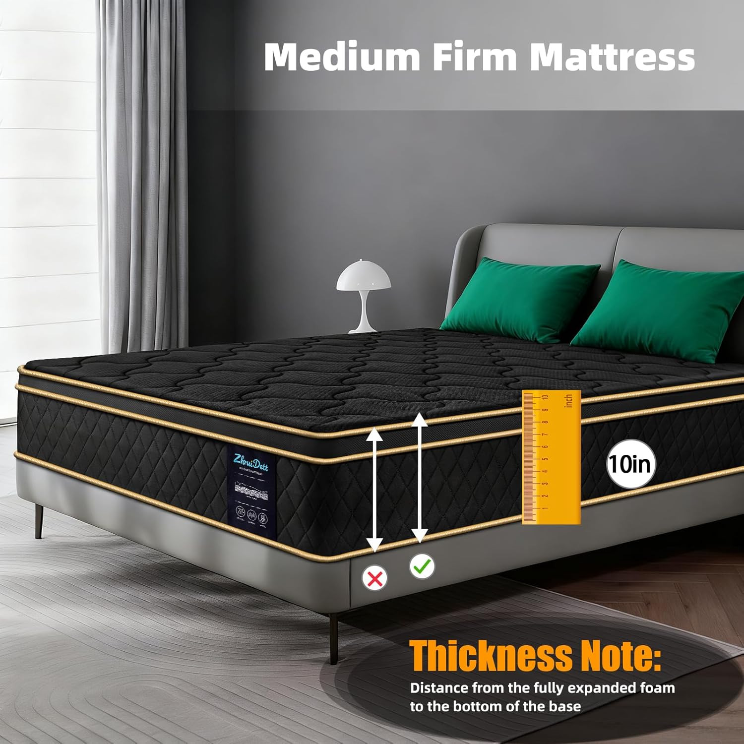 10 Inch Twin Hybrid Mattress Memory Foam Pocket Spring Medium Firm