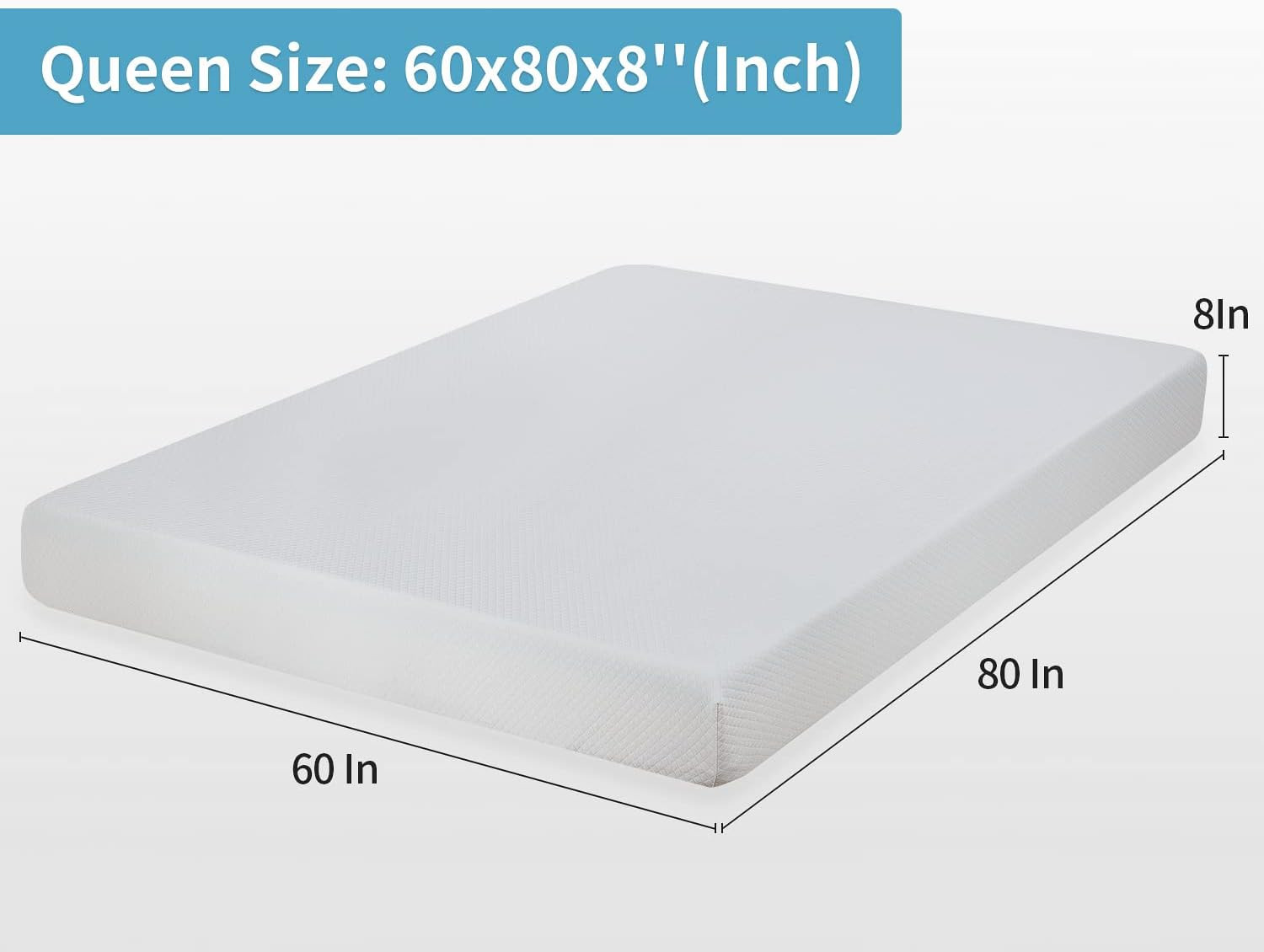 8″ Queen Gel Memory Foam Mattress – Fiberglass Free & CertiPUR-US Certified