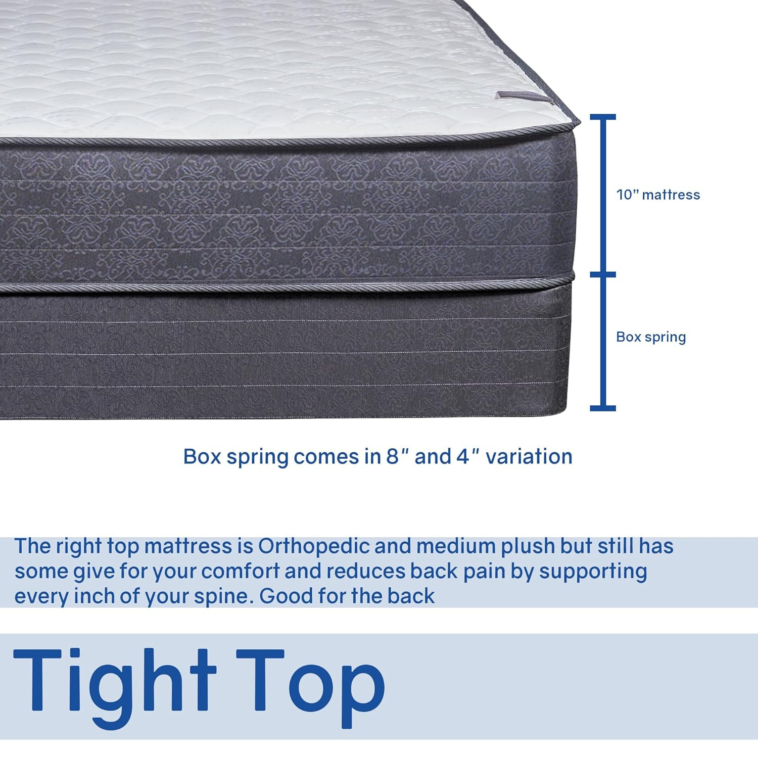 Full XL 10″ Plush Innerspring Mattress & 8″ Wood Box Spring Set