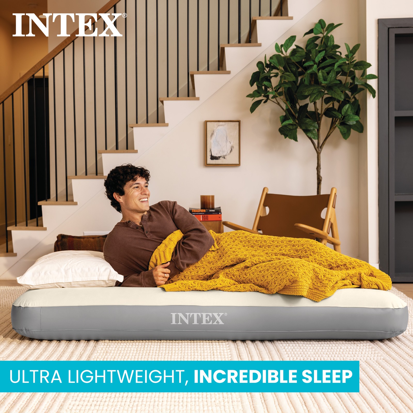 Intex 64101E Dura-Beam Standard Series Single Height Inflatable Airbed, Twin