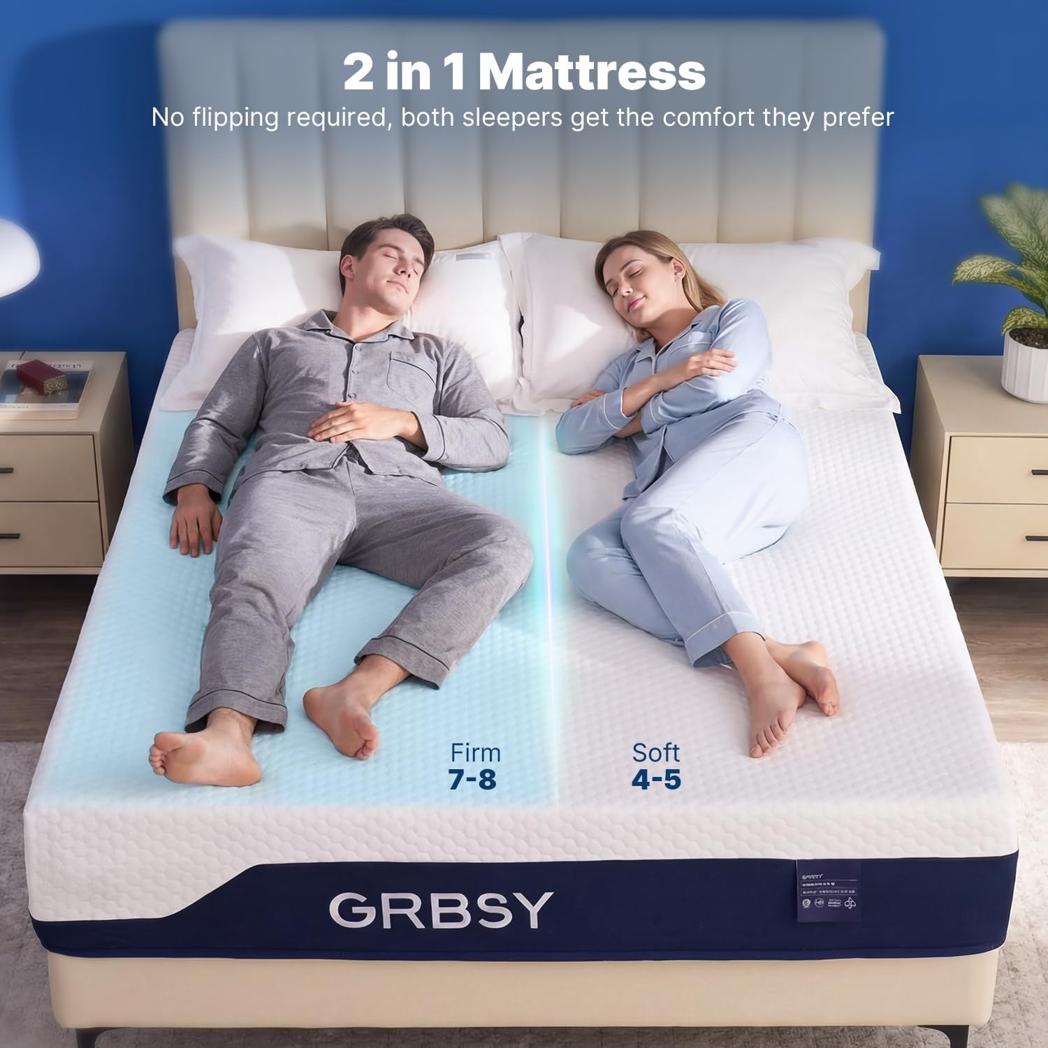 12″ Dual Zone Memory Foam Mattress – Cooling Gel, Back Pain Relief, USA Made