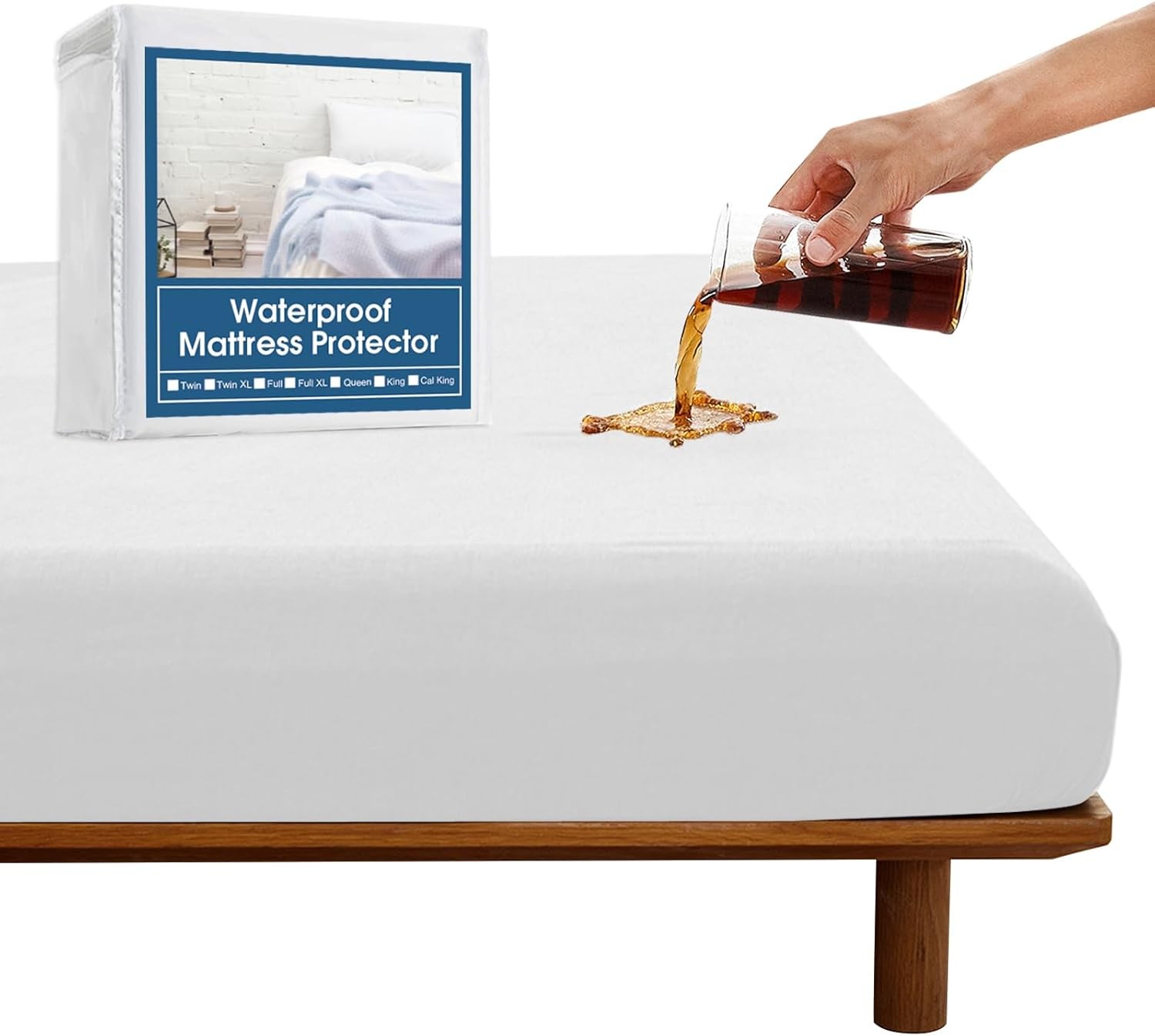 SPRINGSPIRIT Full Size Waterproof Mattress Protector, Full, White