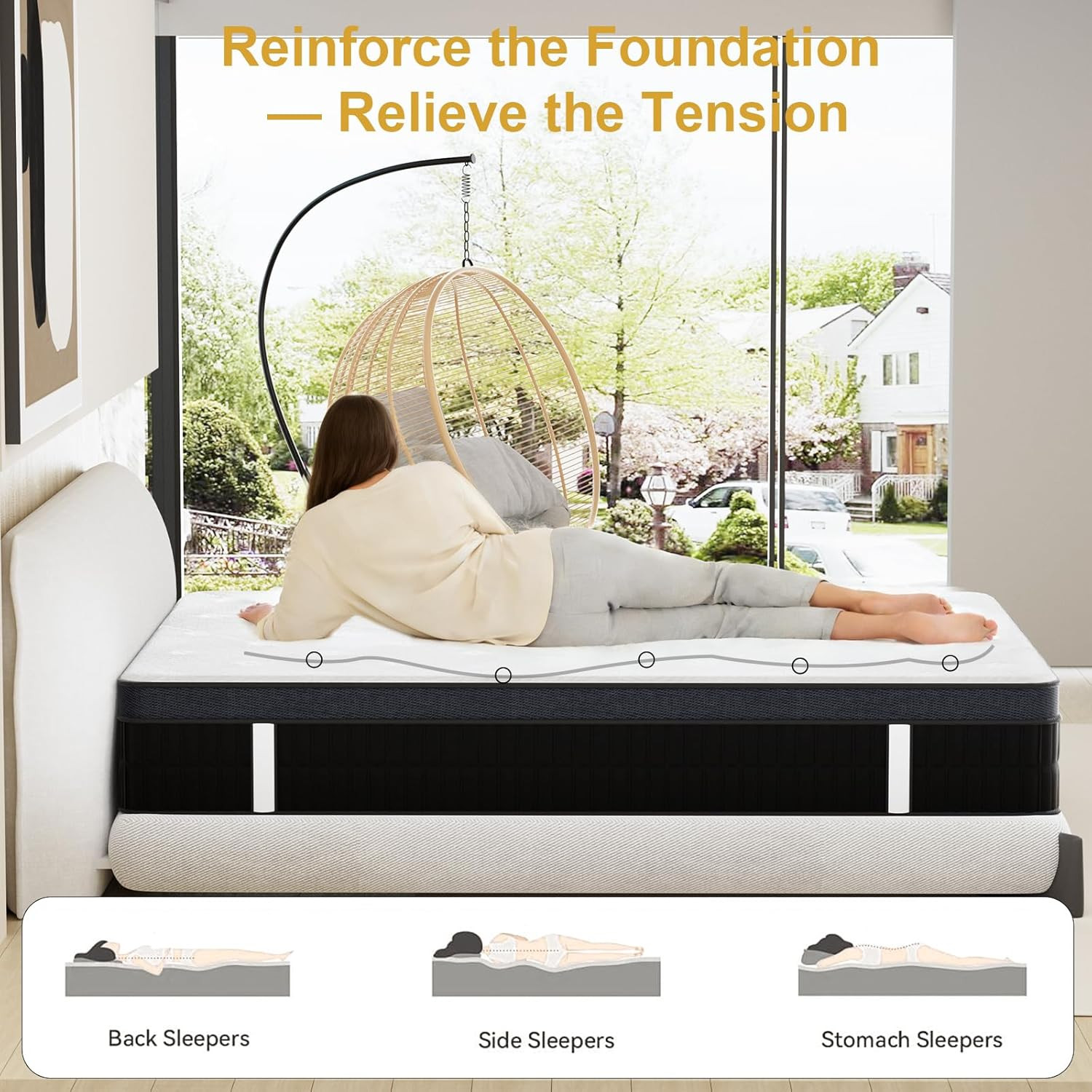 Full Mattress 12 Inch Medium Firm Hybrid Mattress Full Size in a Box, Memory Foa
