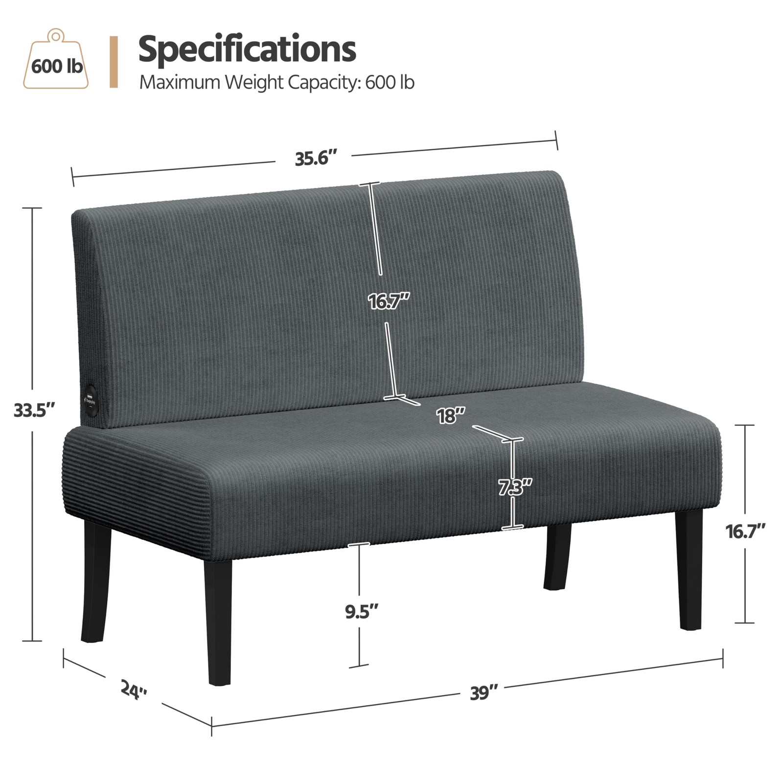 Yaheetech Small 39 inches (W) x 24 (D) x 33.5 (H), Dark Gray