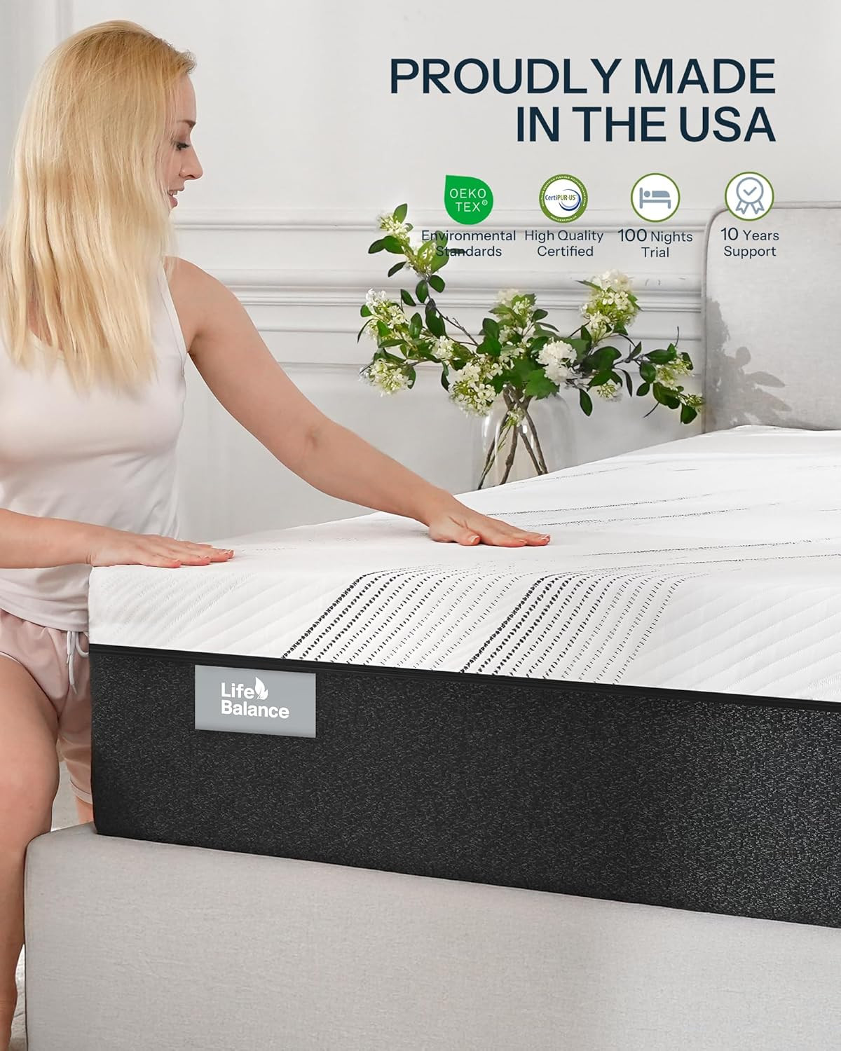 14″ Hybrid Twin Mattress – Plush Copper Gel Foam & Pocket Coils, USA Made
