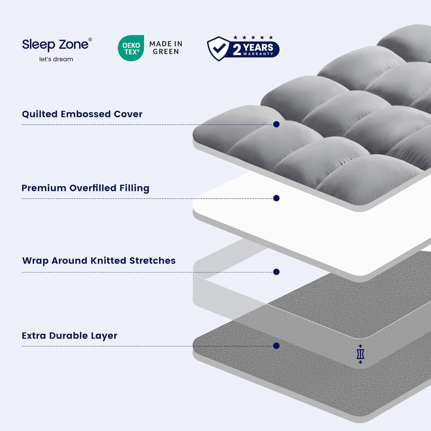 Breathable Twin Mattress Pad, Deep Pocket, Skin-Friendly, Machine Washable, Grey