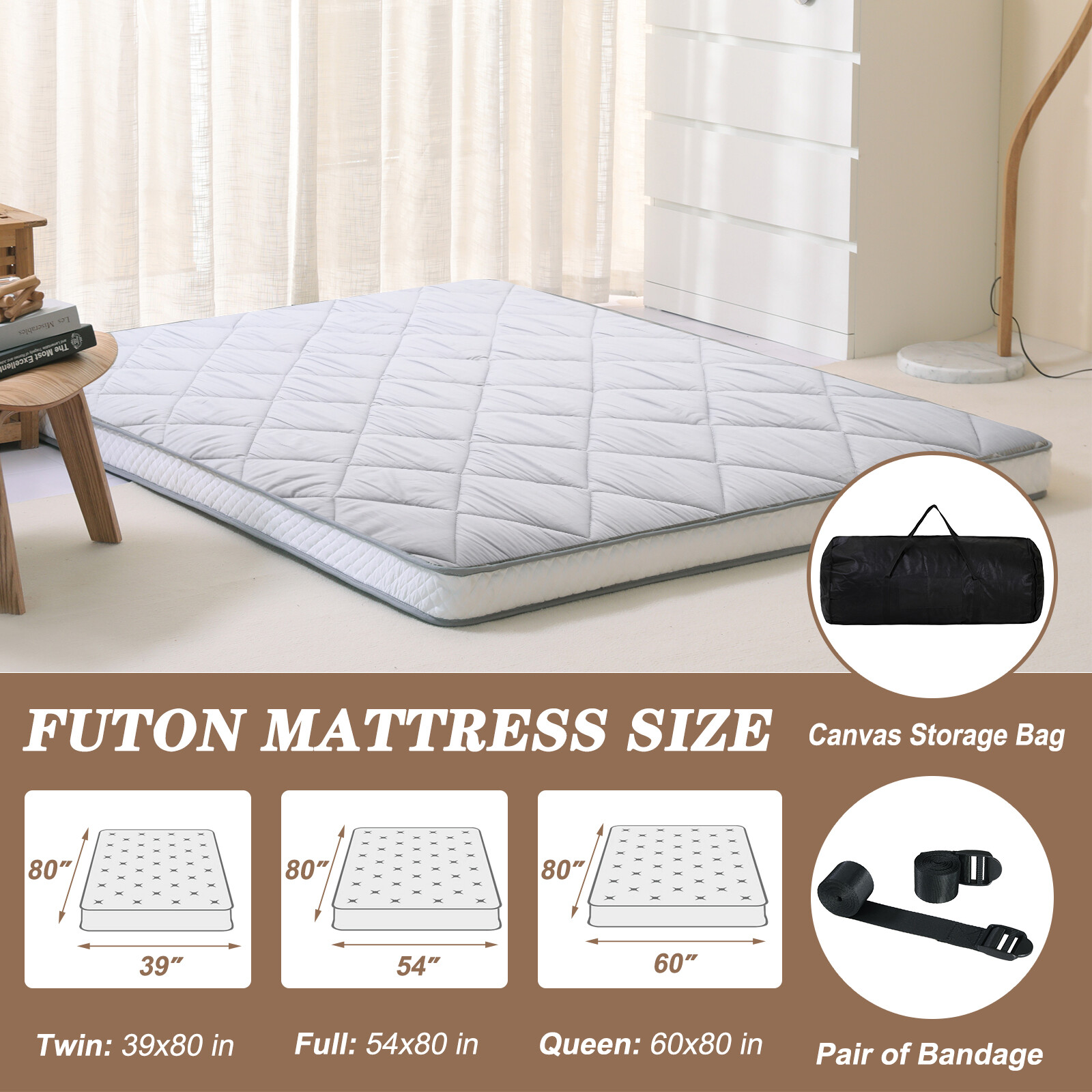 MOPHOTO Futon Mattress Extra Thick Sleep Mat for Adults Japanese Floor Mattress