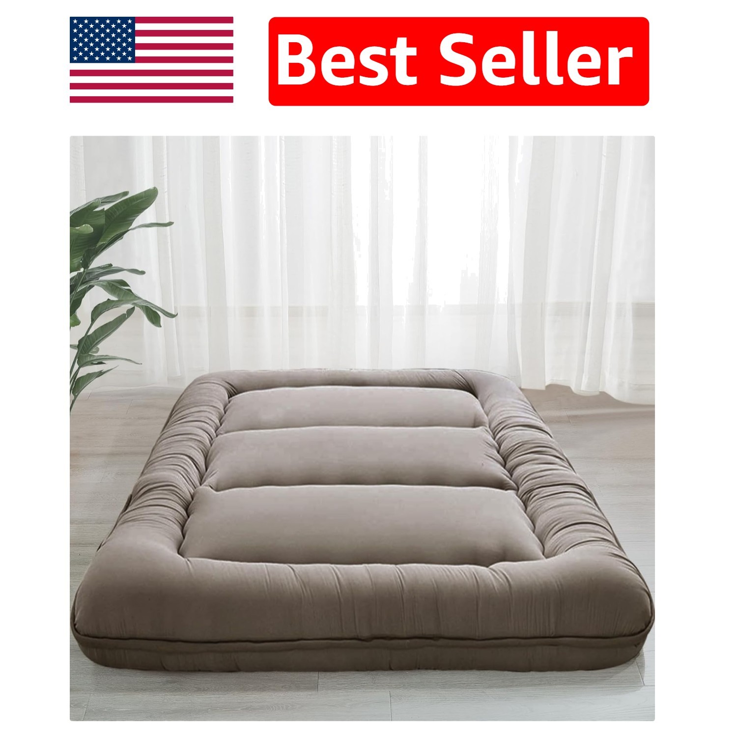 6-Inch Extra Thick Japanese Floor Mattress – Queen, Dark Grey, Foldable Design