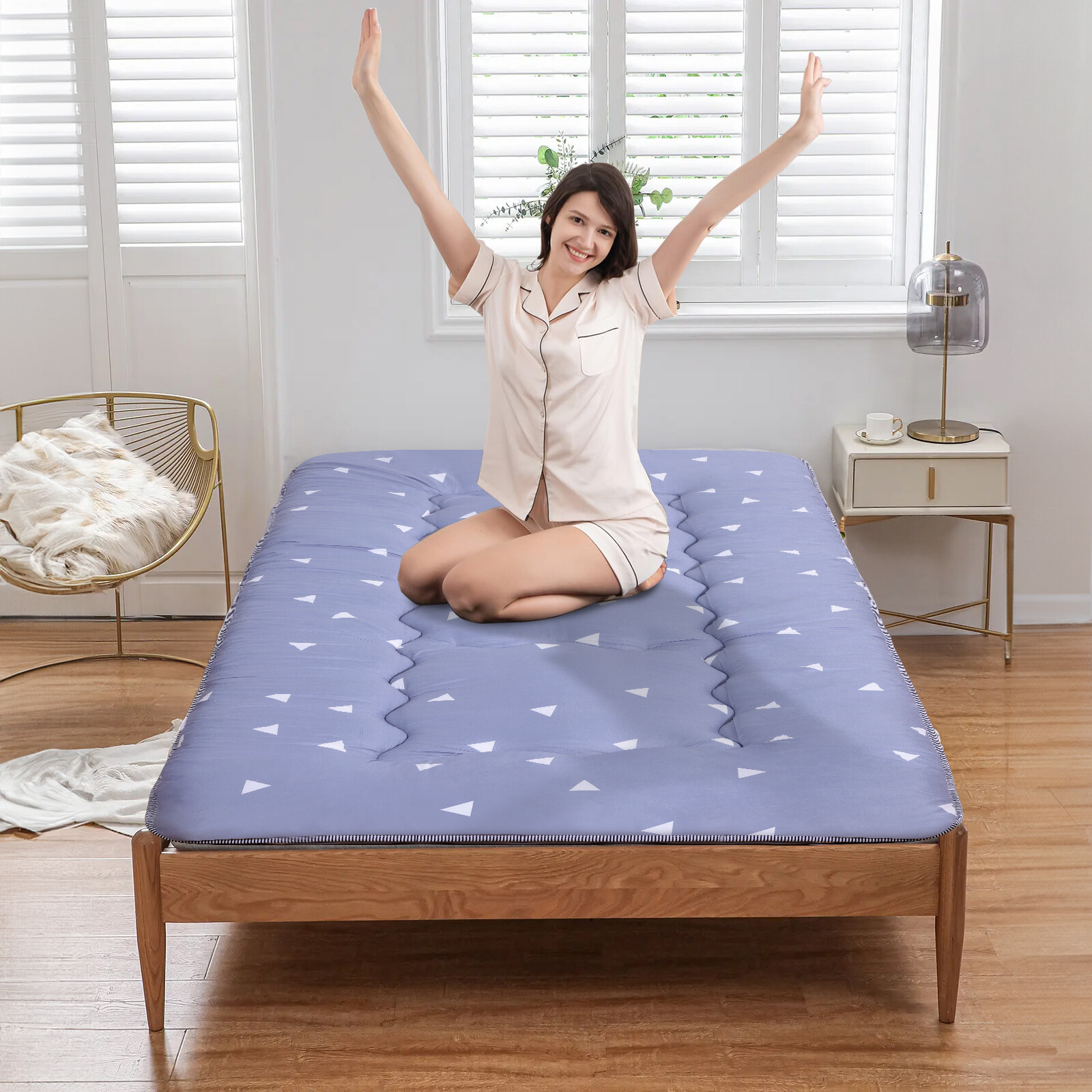 Japanese Futon Floor Mattress Thick Tatami Sleeping Pad Roll-Up Camping Mattress
