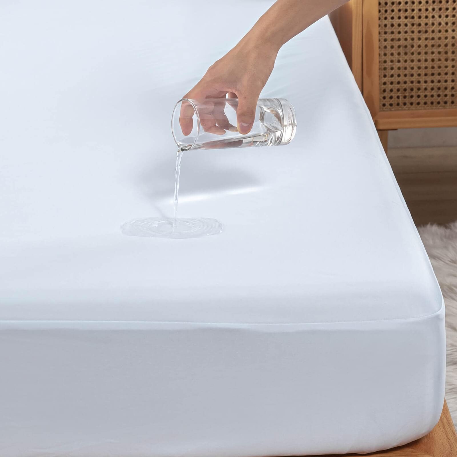 Waterproof Split King Mattress Protector for 2x(39×80), White
